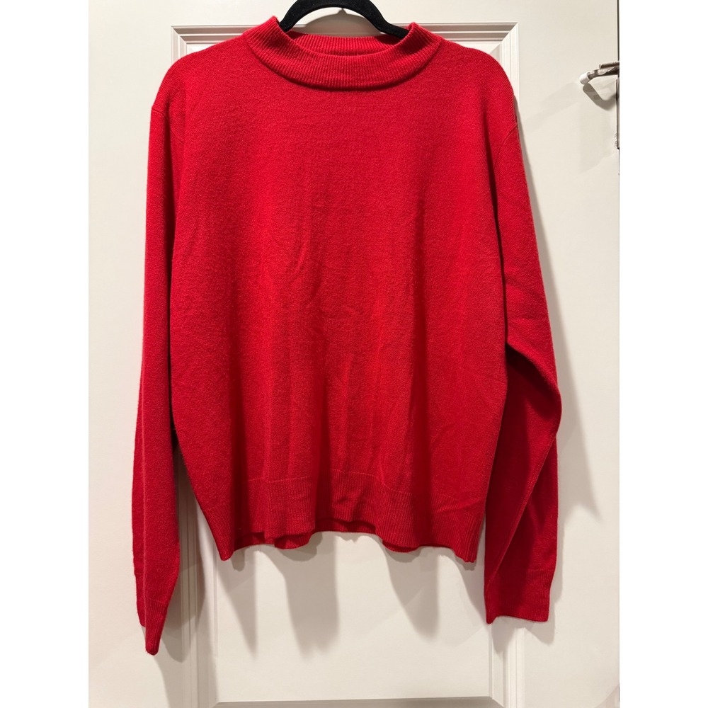 Sag Harbor Red Mock Neck‎ Sweater Vintage Acrylic Knit Pullover F93050 XL